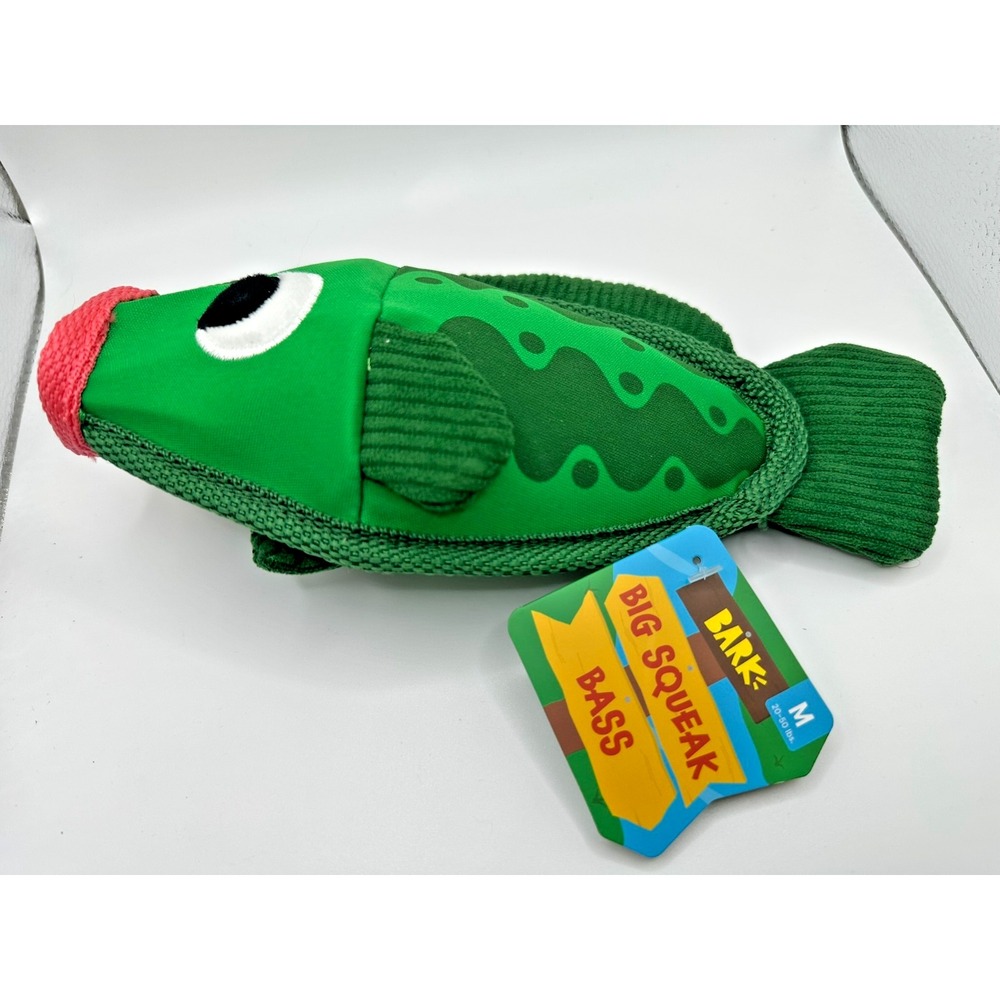 Bark Box Big Squeak Bass M Dog Toy- Hide Treats Inside